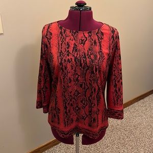 ❤️The Limited❤️Red and black snake print blouse, size L.